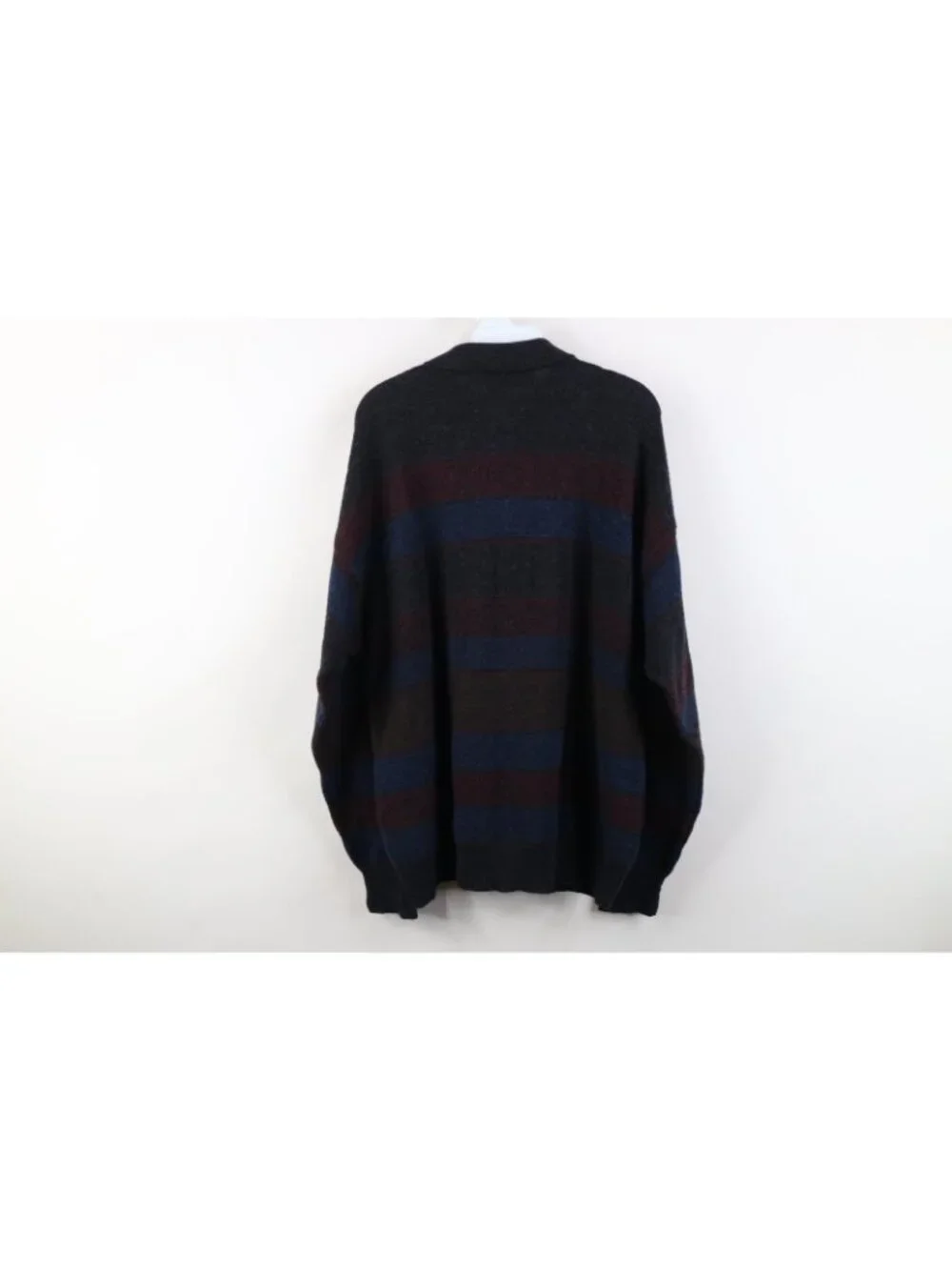 Vtg 90s Streetwear Mens XL Geometric Striped Wool Blend Knit Collared Sweater